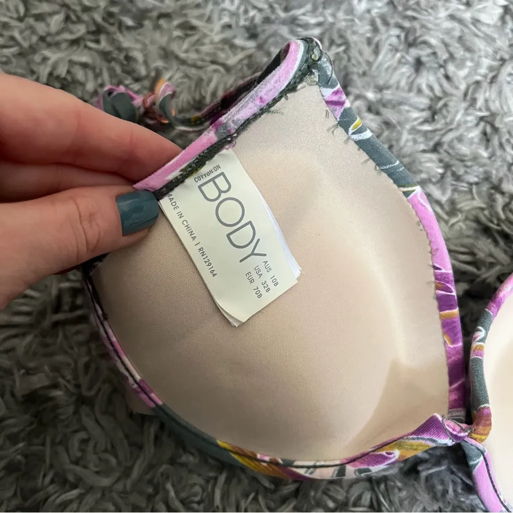 Cotton On Floral Push Up Bikini top 32b - Image 3