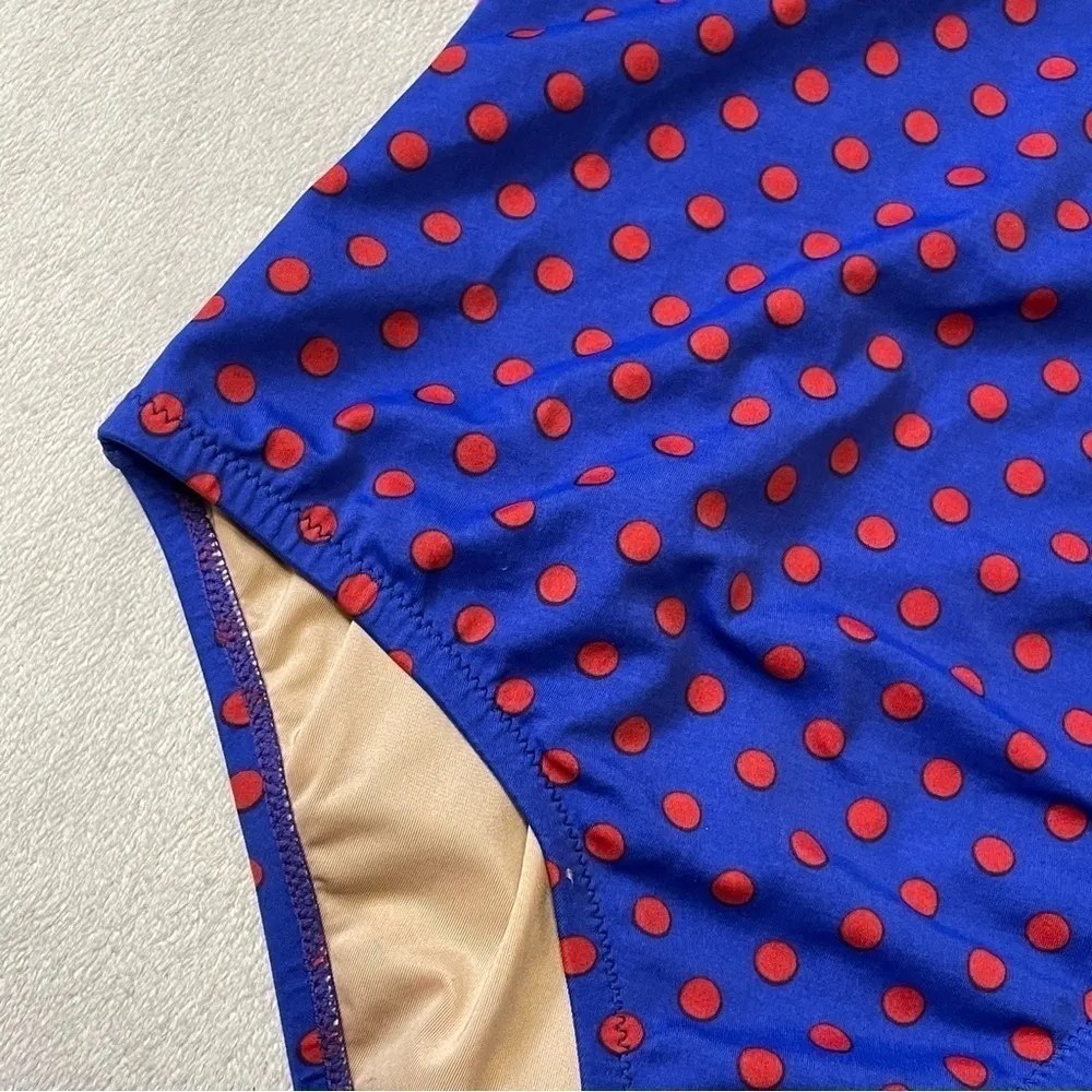 J.Crew Vintage Strapless Polka Dot Swimsuit – Blue & Red (Size 0 / XS) - Image 5