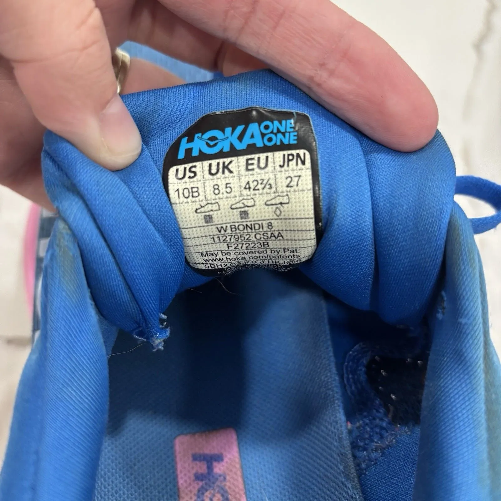 Hoka Bondi 8 Shoes Womens Size 10 Blue Pink Running Athletic Cushioned Sneakers - Image 5