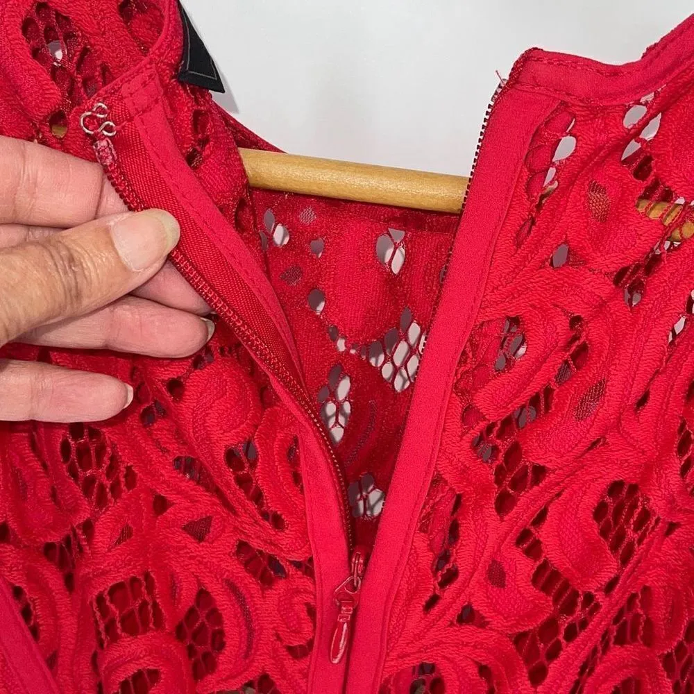 BCBGMaxAzria Womens Hanah‎ Lace Cocktail Mini Dress Burnt Red Size 2 NWT - Image 7