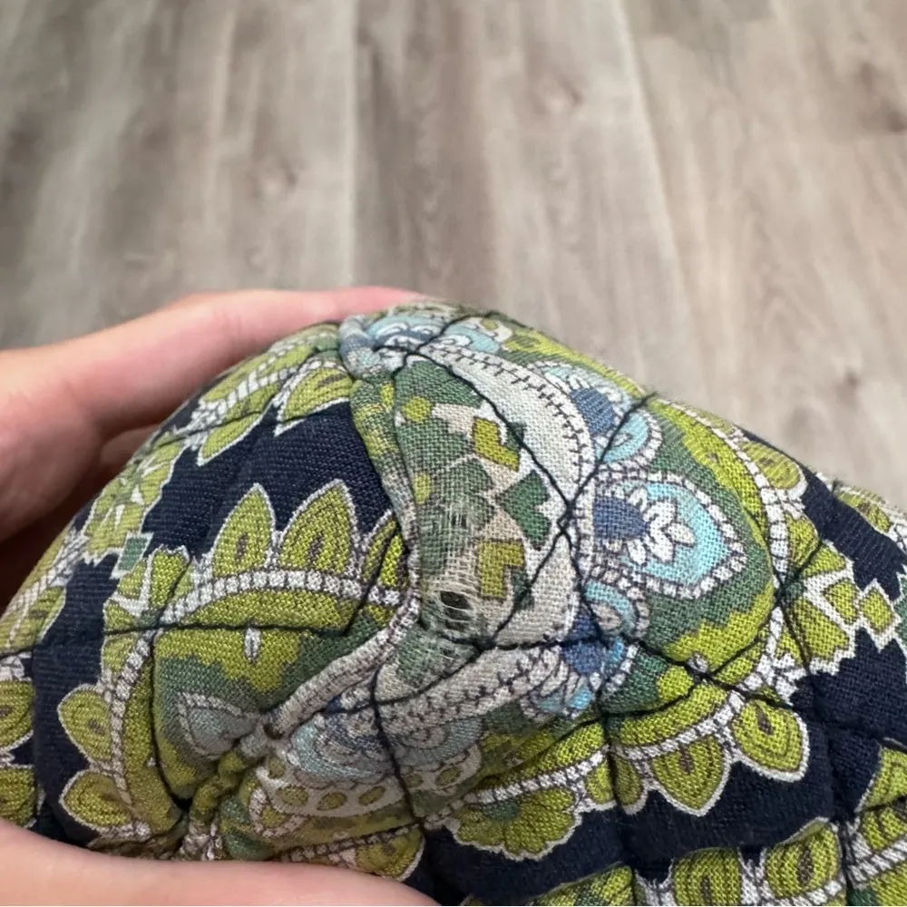 Vera Bradley Quilted Mini Backpack Purse Green Navy Blue - Image 6