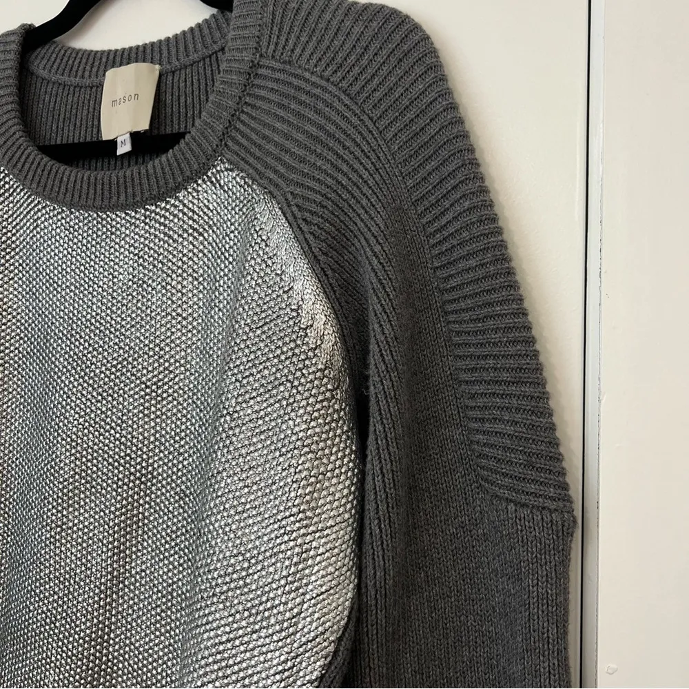 Revolve Mason Metallic Cashmere Blend Sweater Silver Size M - Image 6