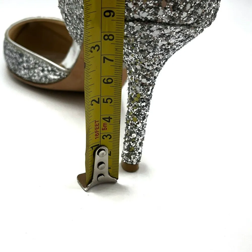 Badgley Mischka Womens Daisy II Pump Glitter Stiletto Heels Gray Size 6 Wedding - Image 11