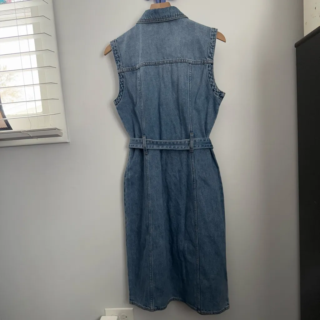 Alex Mill Medium NWOT Adeline Dress Denim Tie Belt Western Country Modest Blue - Image 3