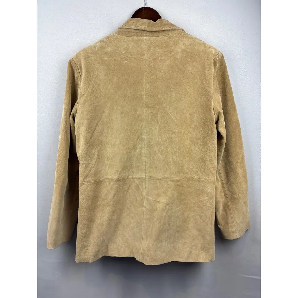 Women’s Eddie Bauer Large Tan Genuine Leather Suede Jacket - Image 3
