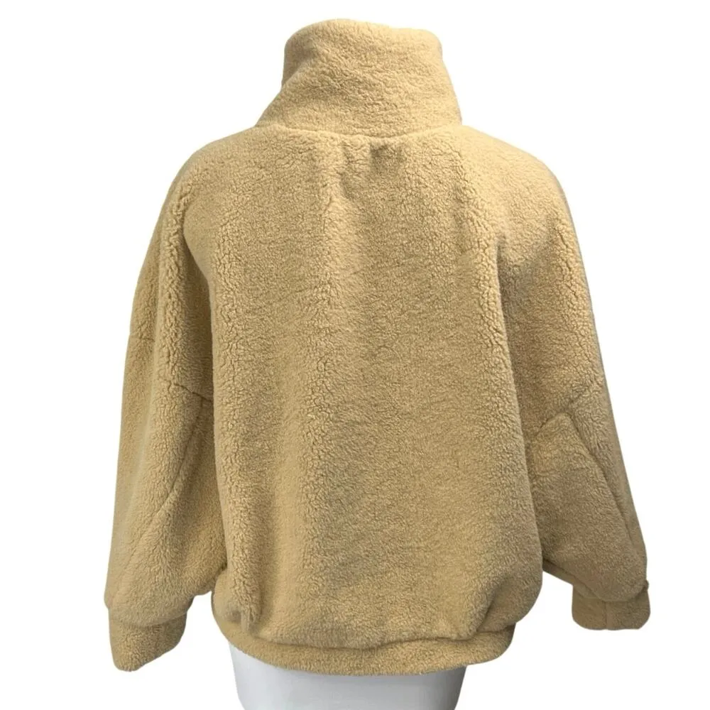 Urban Outfitters Sheila Beige Faux Fur Zip Up Teddy Jacket Coat Sweater Top XS - Image 2
