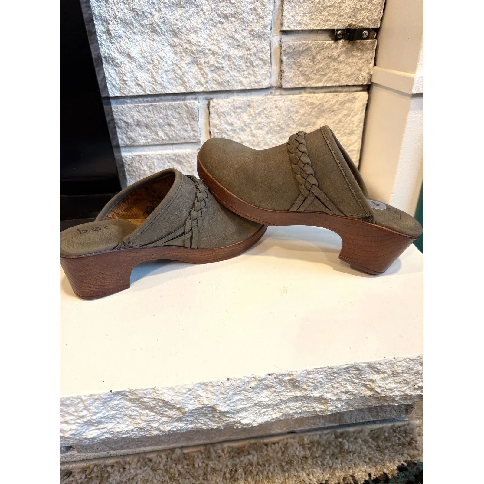 NWOT B.O.C Women’s Jorni Olive Army Green Braided Strap Heeled Clog Mules 7 - Image 5