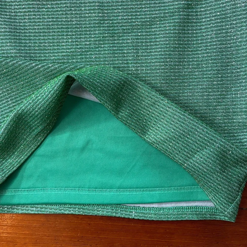 ✨ Superdown ✨ Green Shimmery Mini One Shoulder Dress ~ Size M 🍄 - Image 8