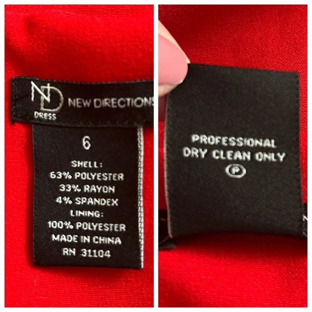 New Directions Sheath Bodycon Dress Sleeveless Round Neck Red Women’s Size 6 - Image 11