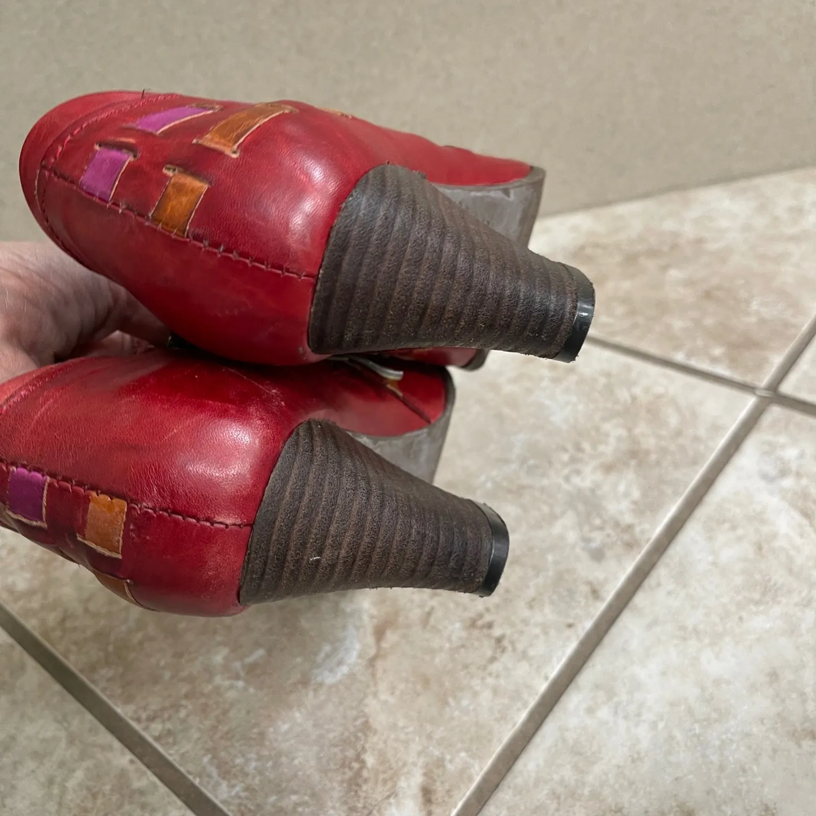 Women's Spring Step L'Artiste Brilliance Red Leather Ankle Boots Shoes 8.5/39 - Image 5