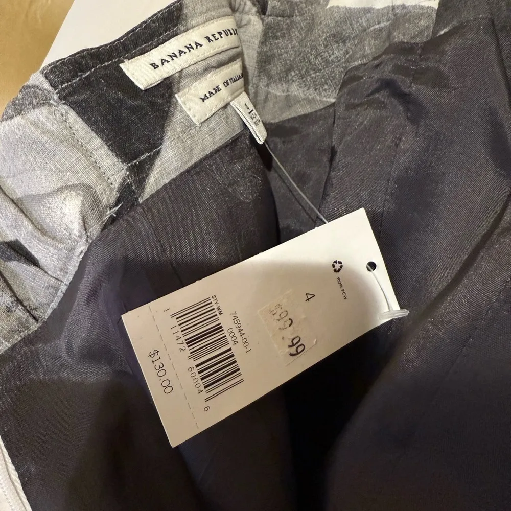 Banana Republic Gray Chevon Zigzag Linen Strapless Dress, Sz 4 - Image 12