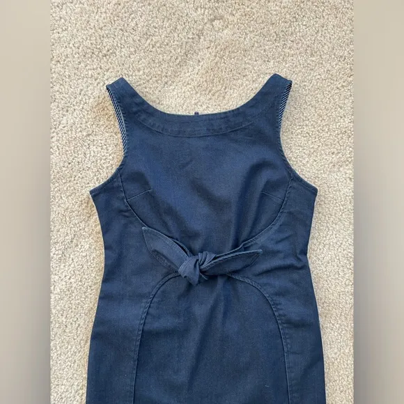 Anthropologie Holding Horses Dress Women's Petite 6 Denim Clara Tie Waist Mini Blue Size 6P - Image 2