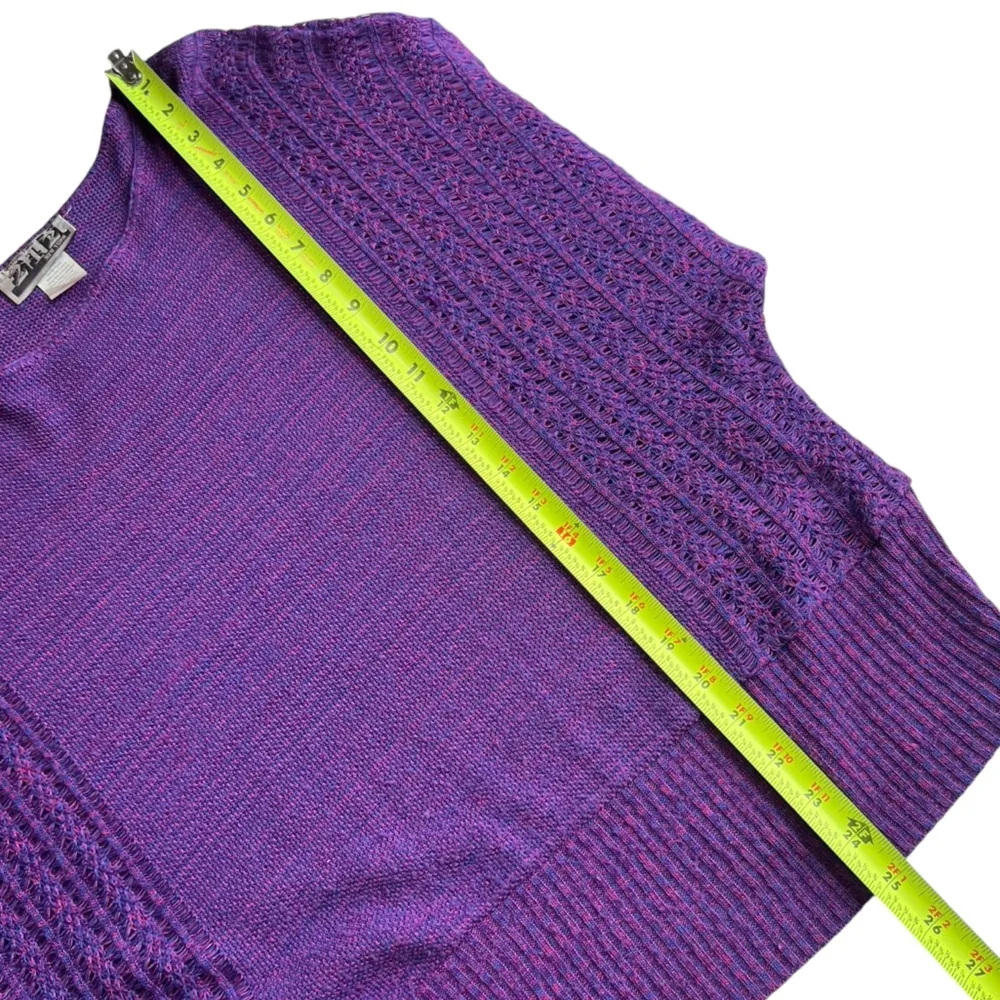 Vintage 212 New York Purple & Pink open weave knit sweater Size XL - Image 6