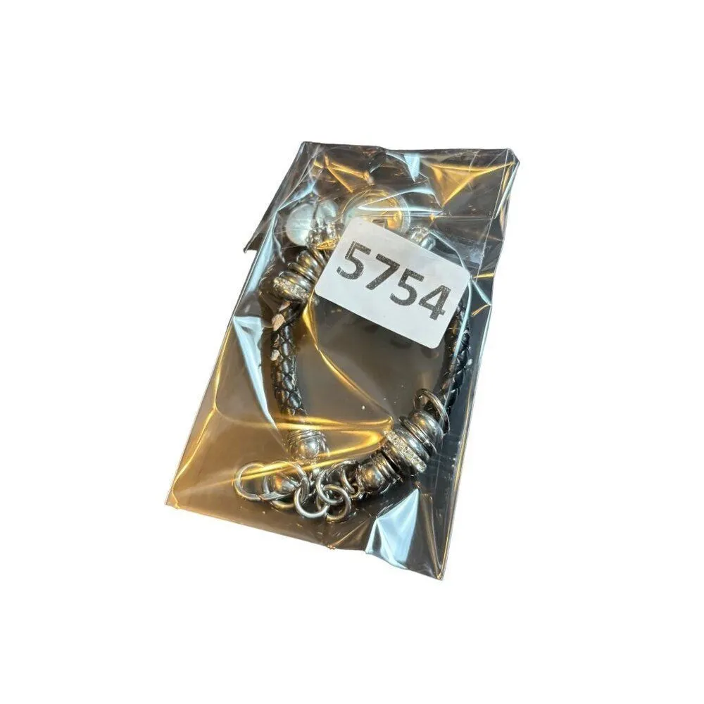 Charmed Watch Bracelet With Black Braided Band & Silver Beads Heart Charms Women - Image 9