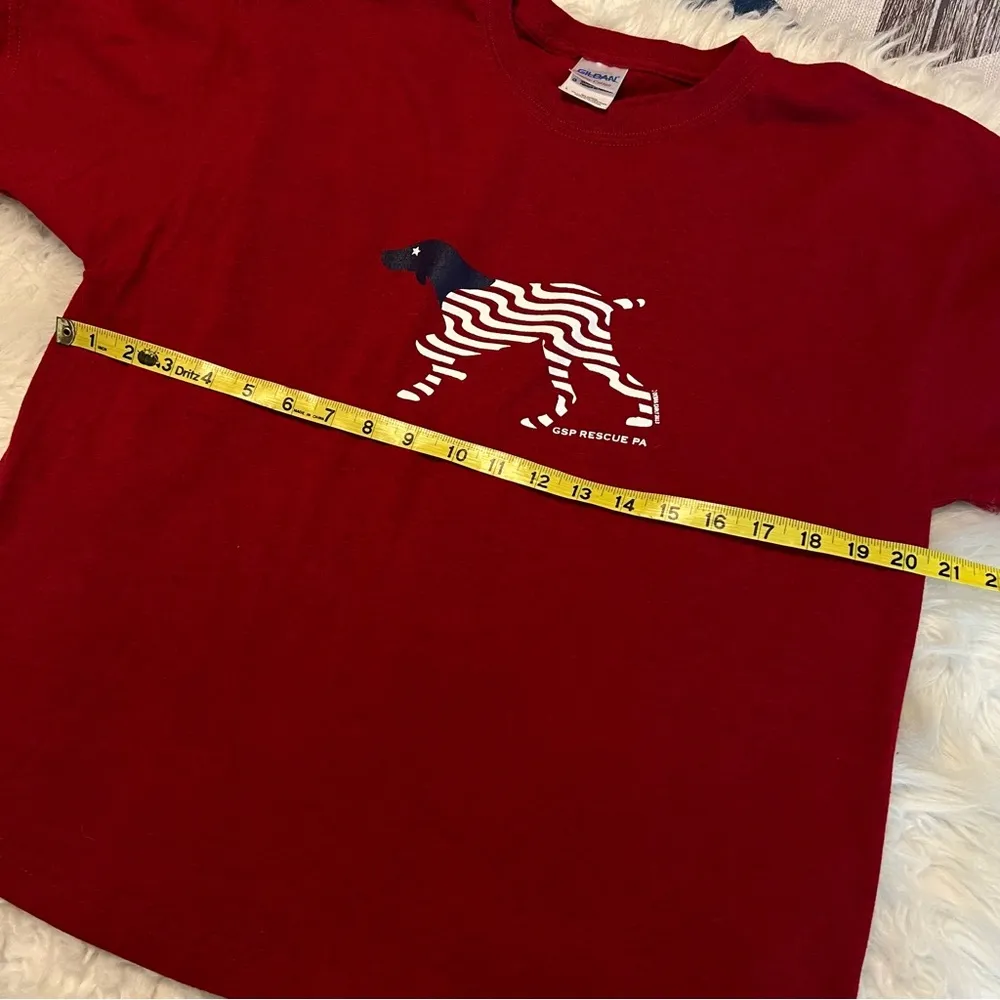 Gildan Heavy Cotton Red Patriotic Dog T Shirt Large GSP Rescue Short Sleeve - Image 7