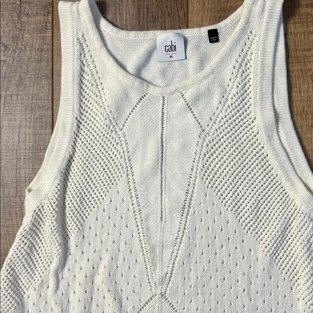 Cabi Women’s Cream Sleeveless Knit Sweater Tank Top Style 5136 Size Medium - Image 9