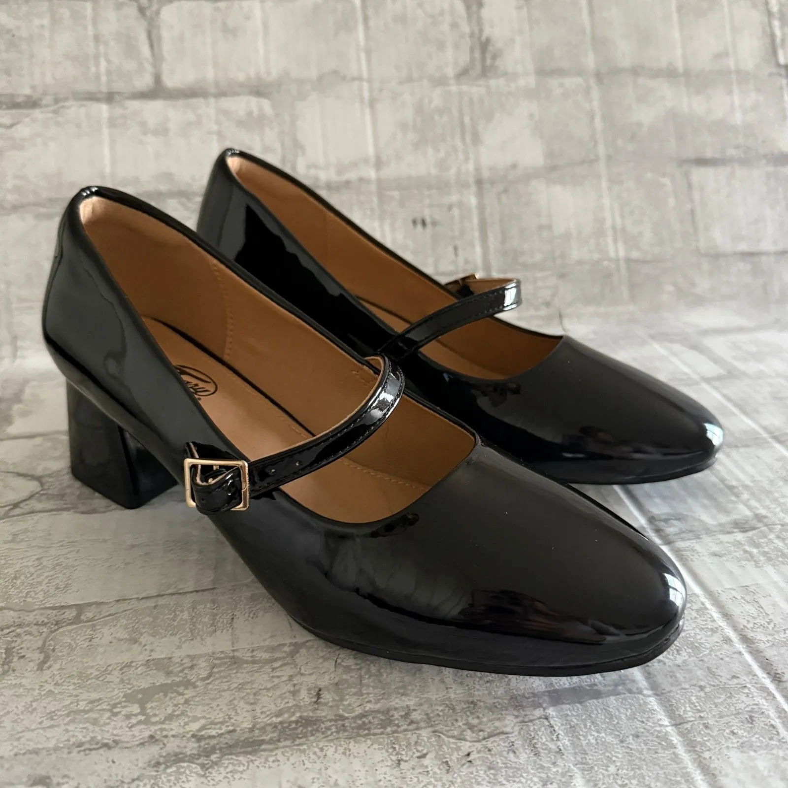 NWOB Trary Black Patent Leather Chunky Block Heel Round Toe Mary Jane Pumps Sz 9 - Image 3