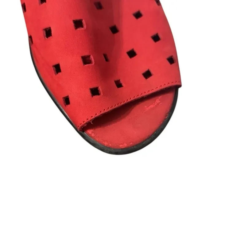 Sesto Meucci Evonne Red Nubock Cushioned Footbed Open Toe Slip On Flats - Size 9 - Image 12