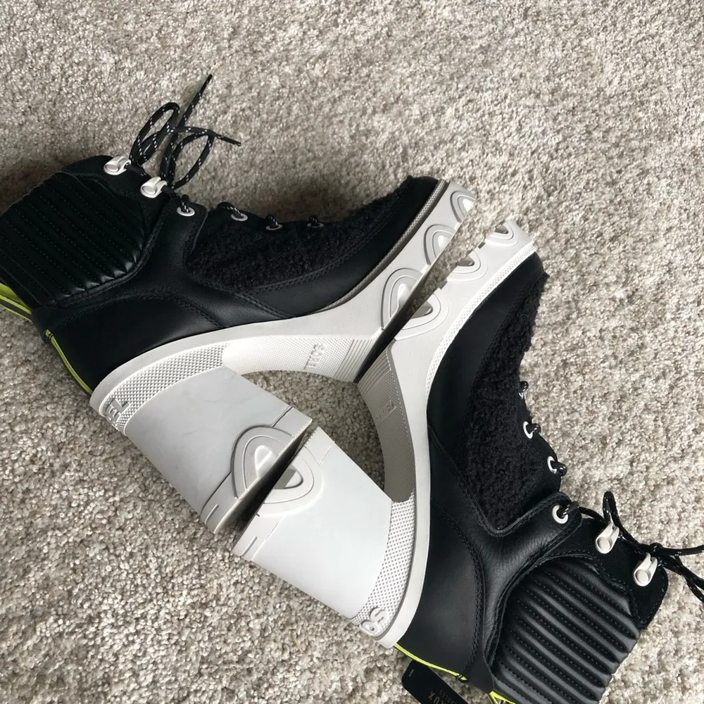 New Brex™ Leather & Faux Shearling Block Heel Lace-Up Bootie women size 7 - Image 8