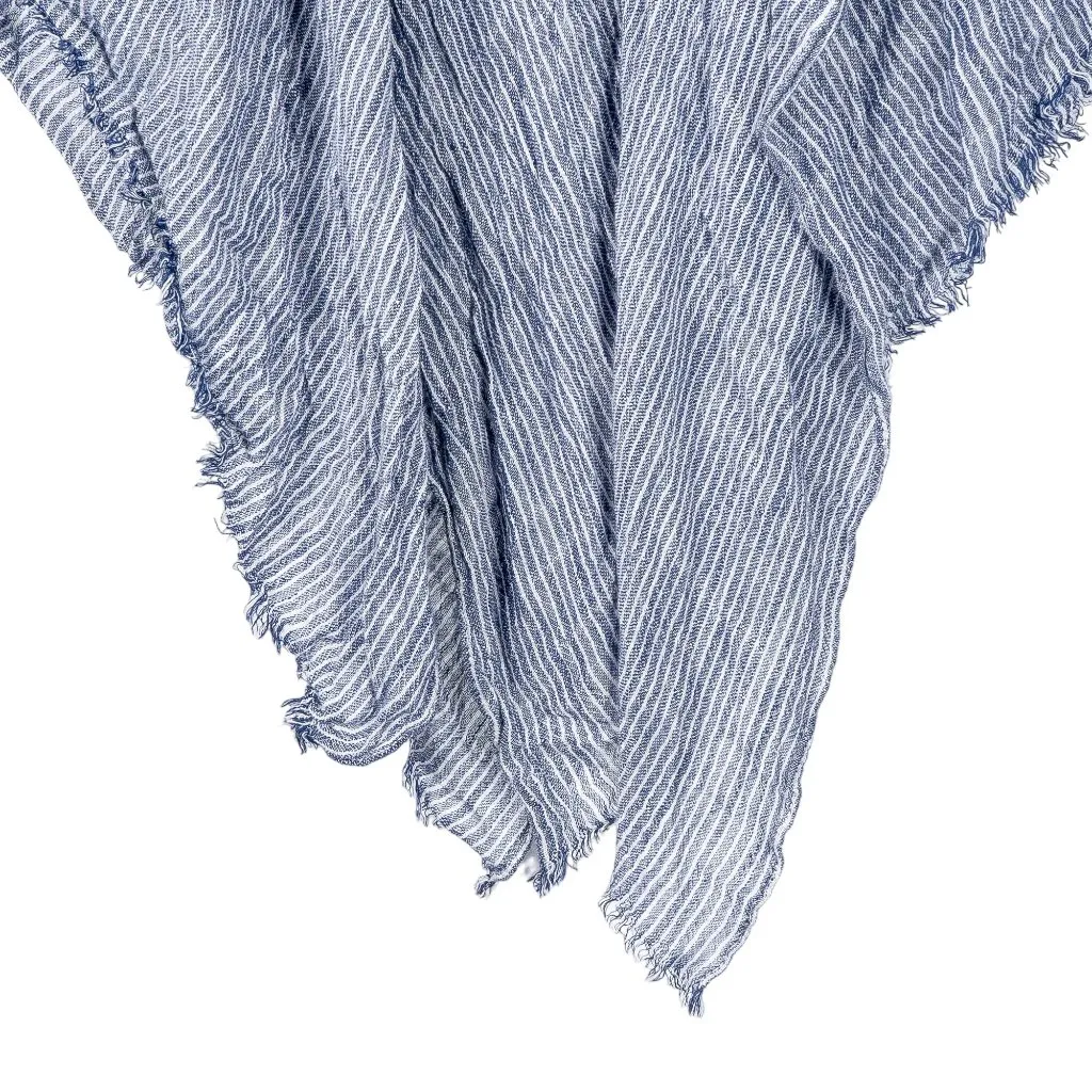 Isa & Stef Cap Wrap One Size Womens Striped Blue White Rayon Lightweight Toggle - Image 5