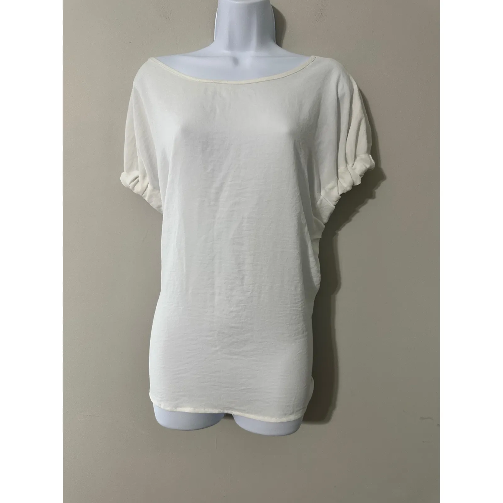 PATRIZIA‎ LUCA MILANO White Tie Back Short Sleeve Tunic Top Women's Size L Size L - Image 3