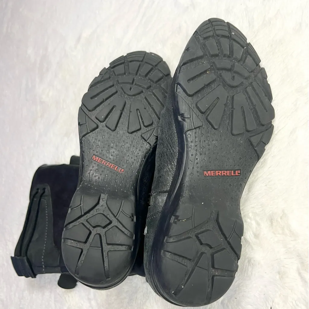 Merrell Mid-Calf Vera Black Distressed Leather Boots with Side Zipper Size 7 - Image 15