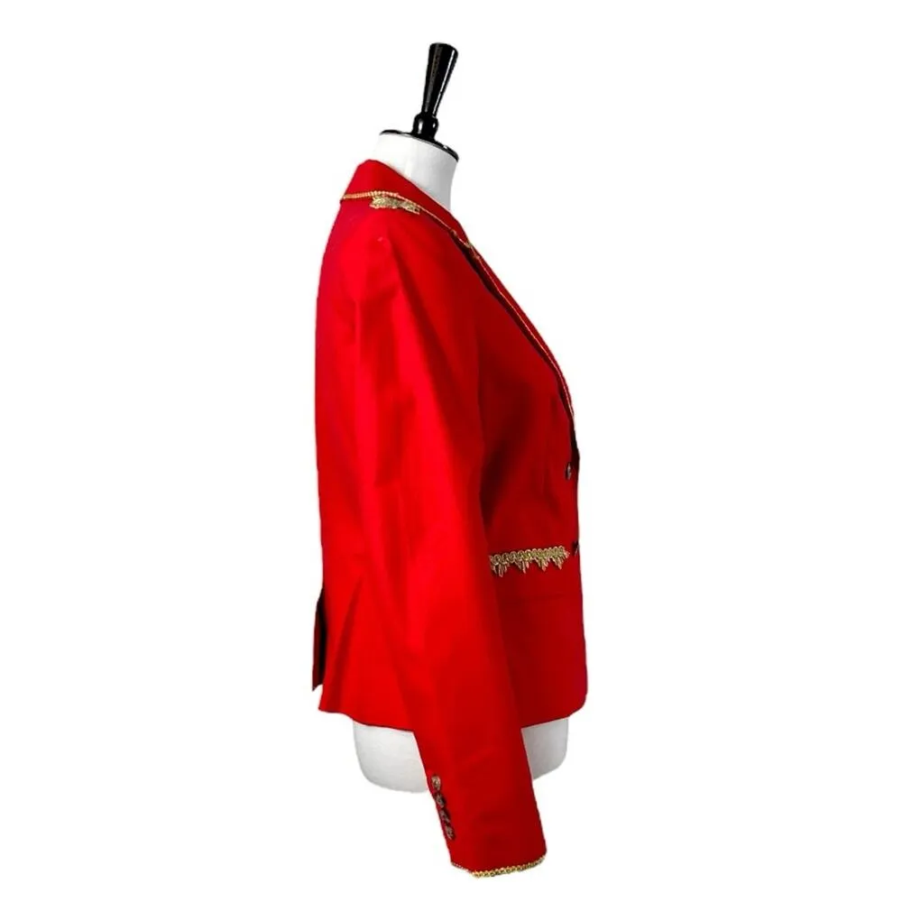 Tommy Hilfiger Blazer Military Style 2 Button Red Gold Braiding Women’s Size 6 - Image 3