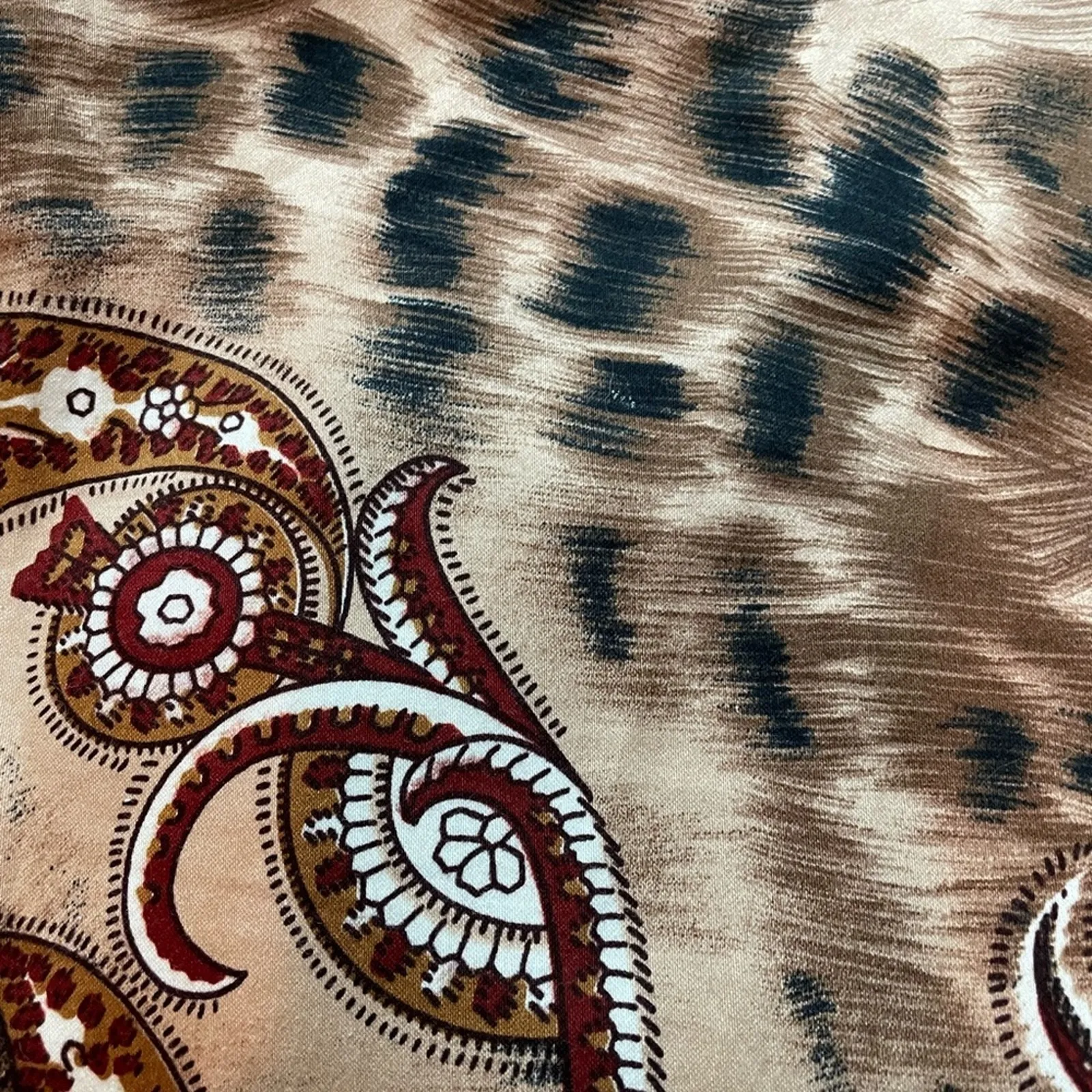 Nicole Max Tiger & Paisley Print Cotton Straight Leg Slacks Pants size 8 Brown - Image 6