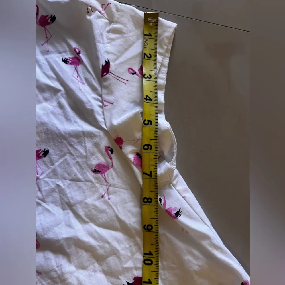 Zara Traffluc Collection S Blouse Swing Top White Pink Flamingos Cotton Sweet - Image 4