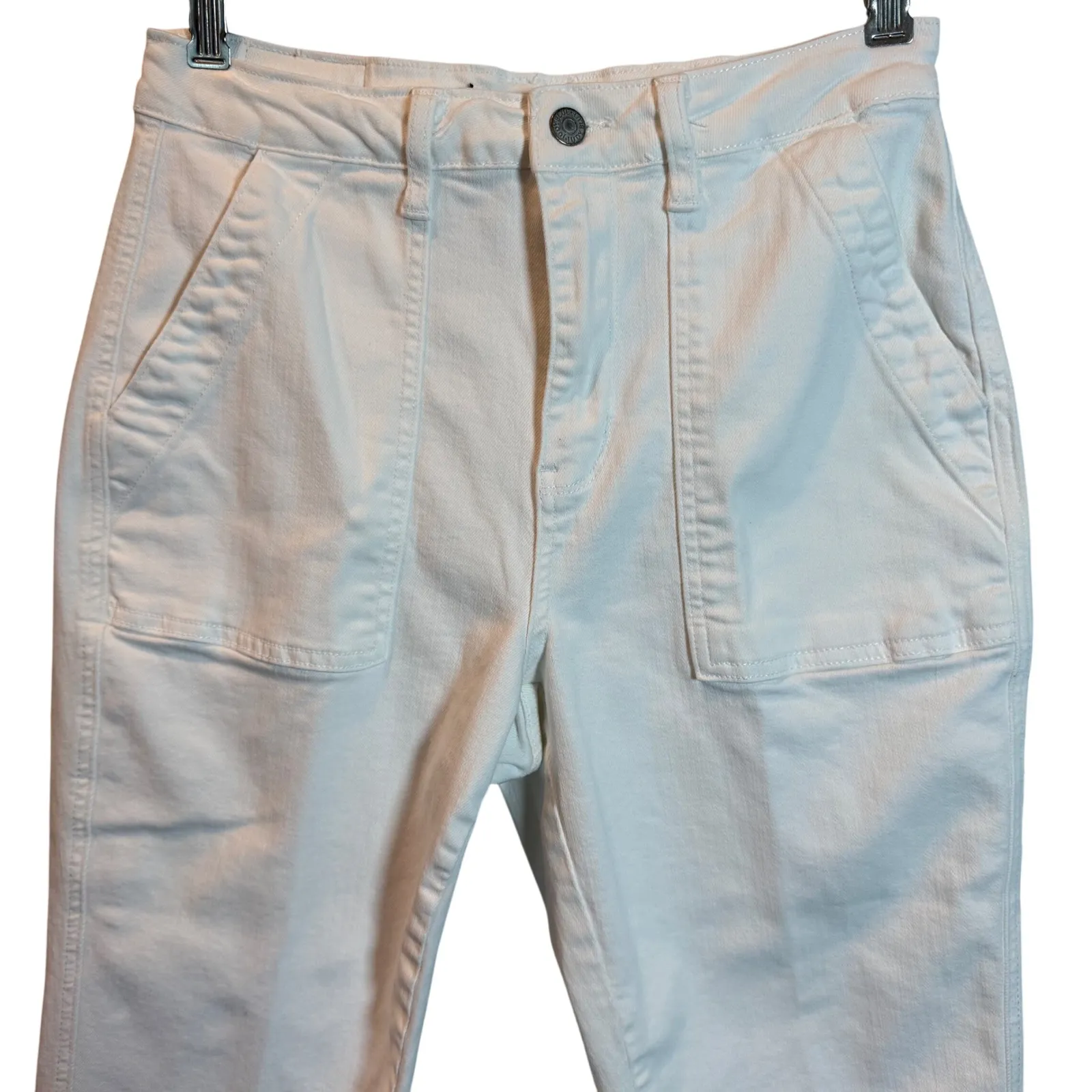 JUDY BLUE Women White Cropped Utility Pocket Denim Jeans Size 5 27 - Image 7