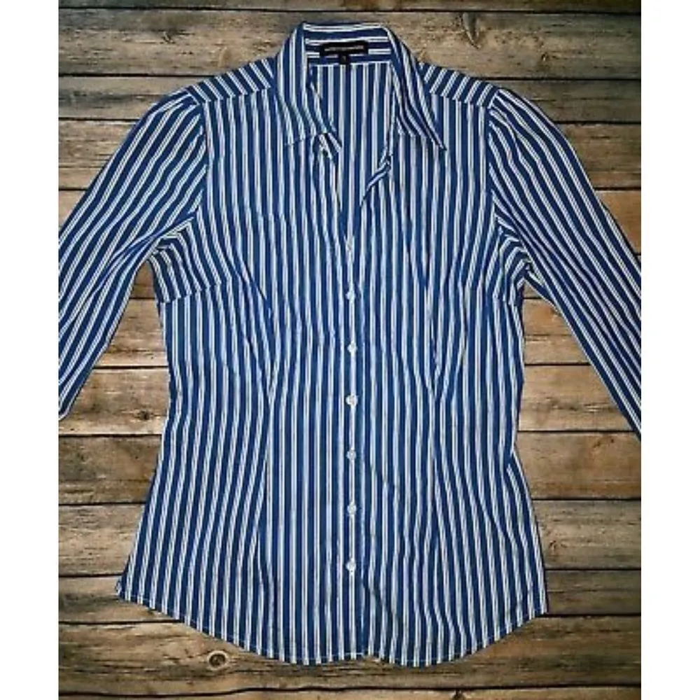 ✨ HP✨Express Blue Striped Button Down Shirt✨ - Image 3