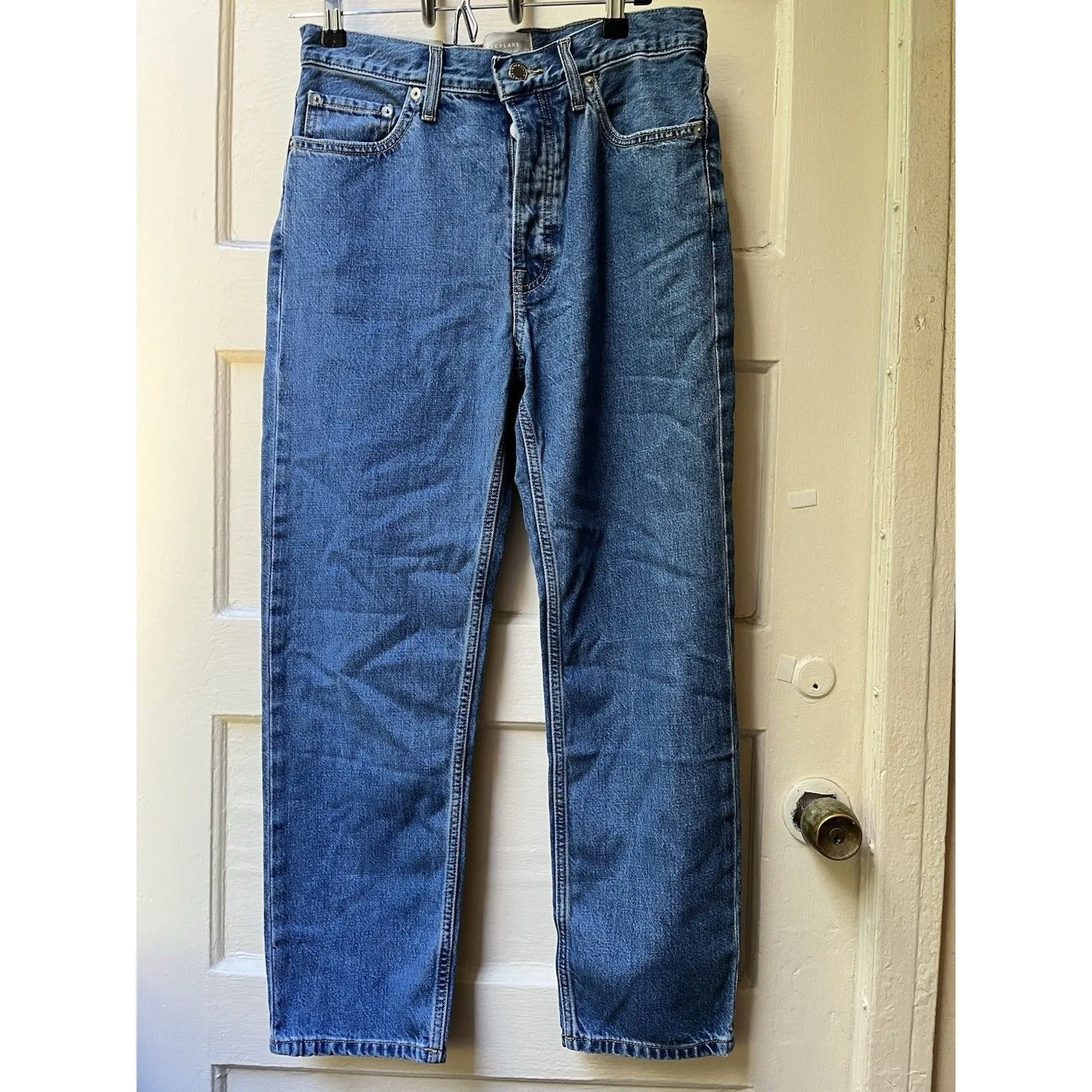 Everlane Jeans Womens 25 Summer Slouch Straight Fit Med Wash Button Fly Nwt - Image 4
