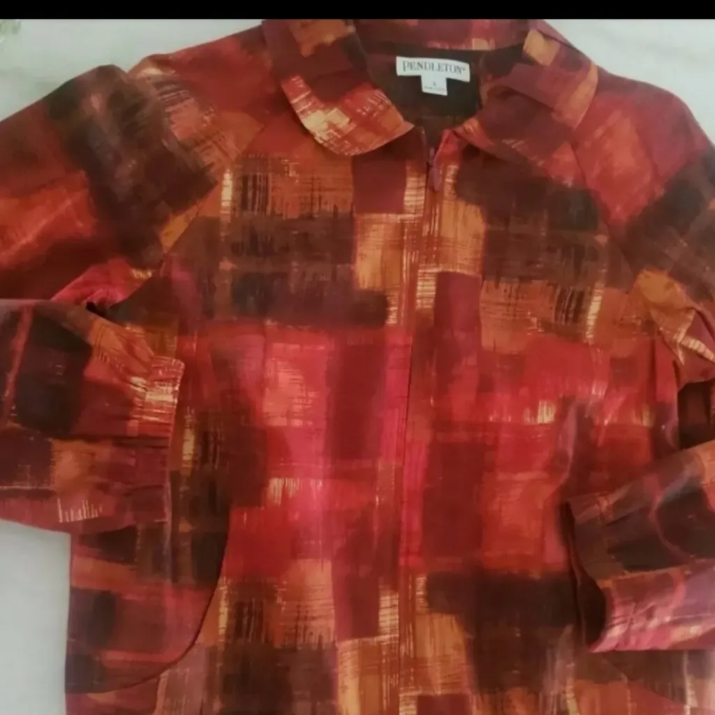 Pendleton red southwestern zip jacket with pockets NWOT - Image 11