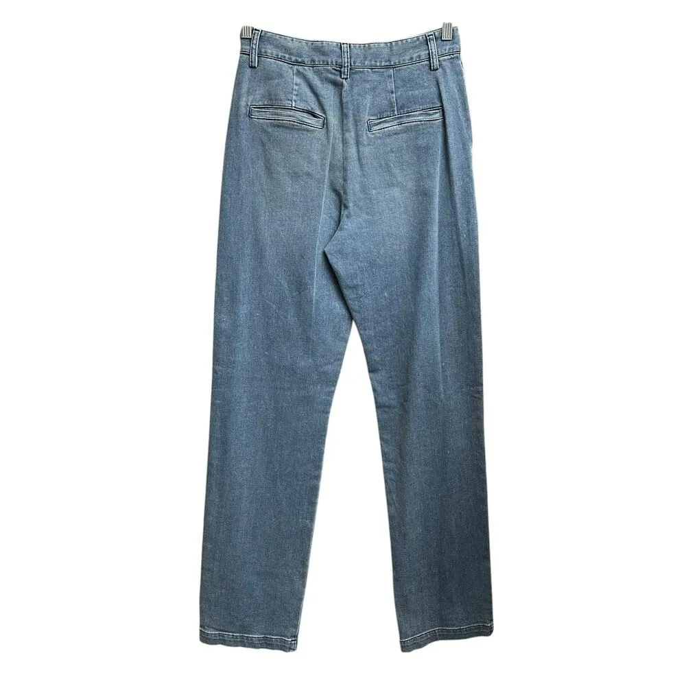 ENZA COSTA Women’s 25 Blue Straight Leg Premium Denim Trouser Pant High Rise NEW - Image 2