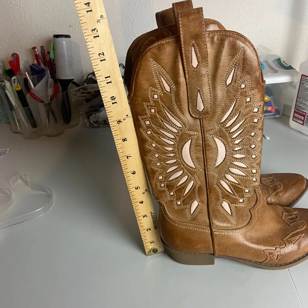 Altard State Size 7 Bandera Cut Out Western Cowboy Boots Pull On Brown Country - Image 9