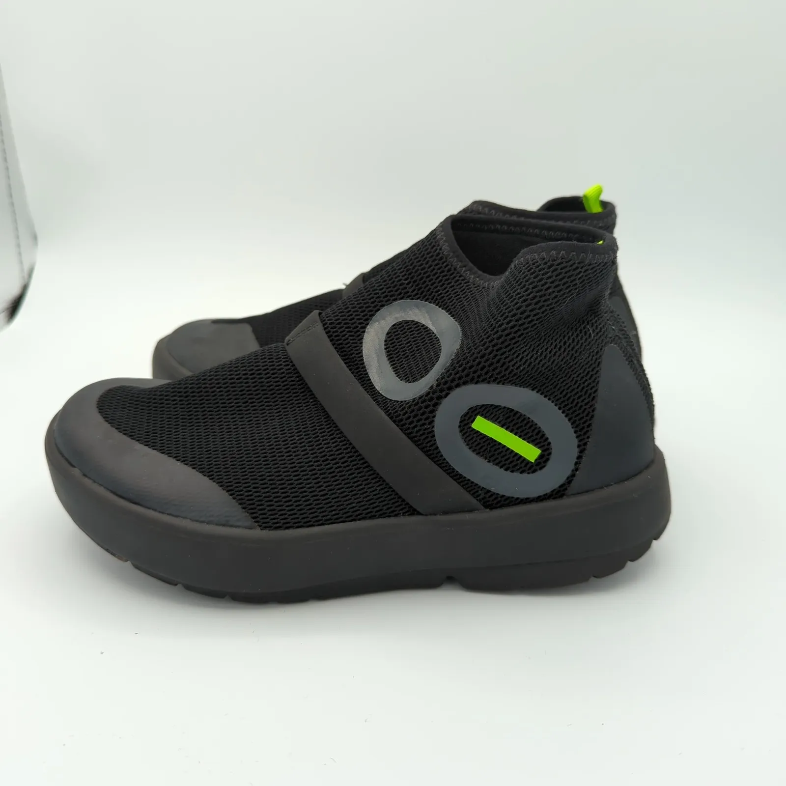 OOFOS OOMG High Black Mesh Slip On Sneakers Ankle Boots Recovery Womens 7 EU 38 - Image 2