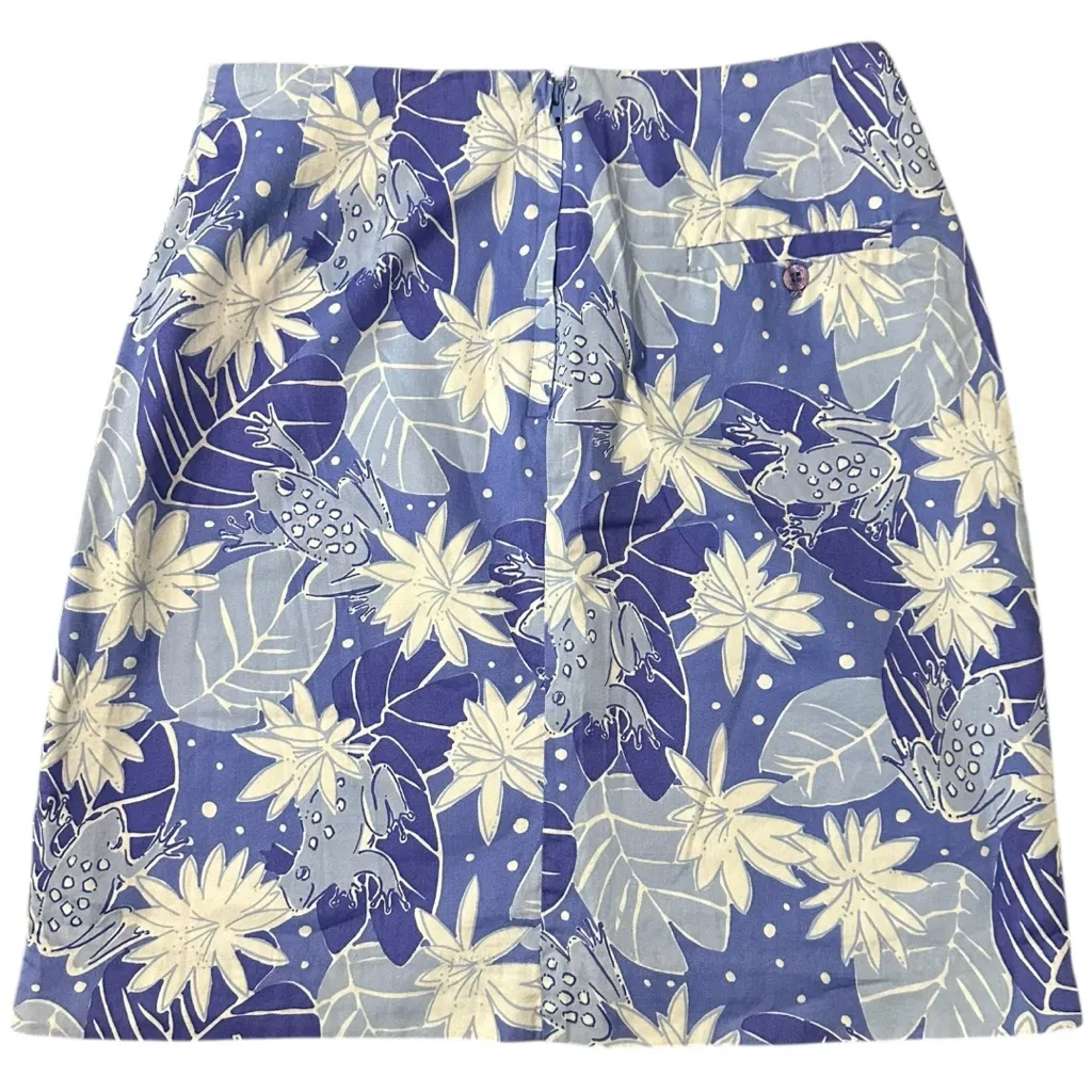 Lilly Pulitzer Vintage White Label Women’s Size 4 Blue Toad Frog Floral Skirt - Image 2