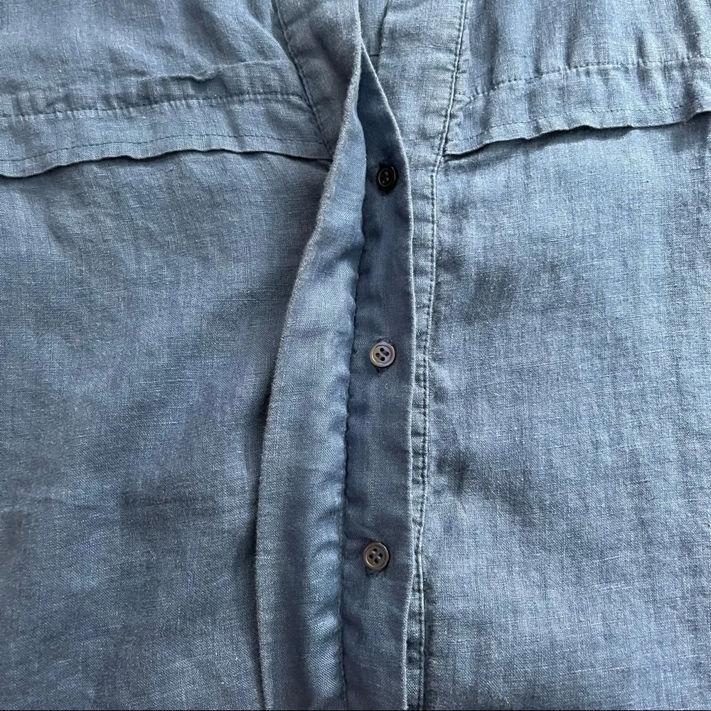 REVOLVE Krisa Blue Linen Button Up 3/4 sleeve Top Blouse XS - Image 3