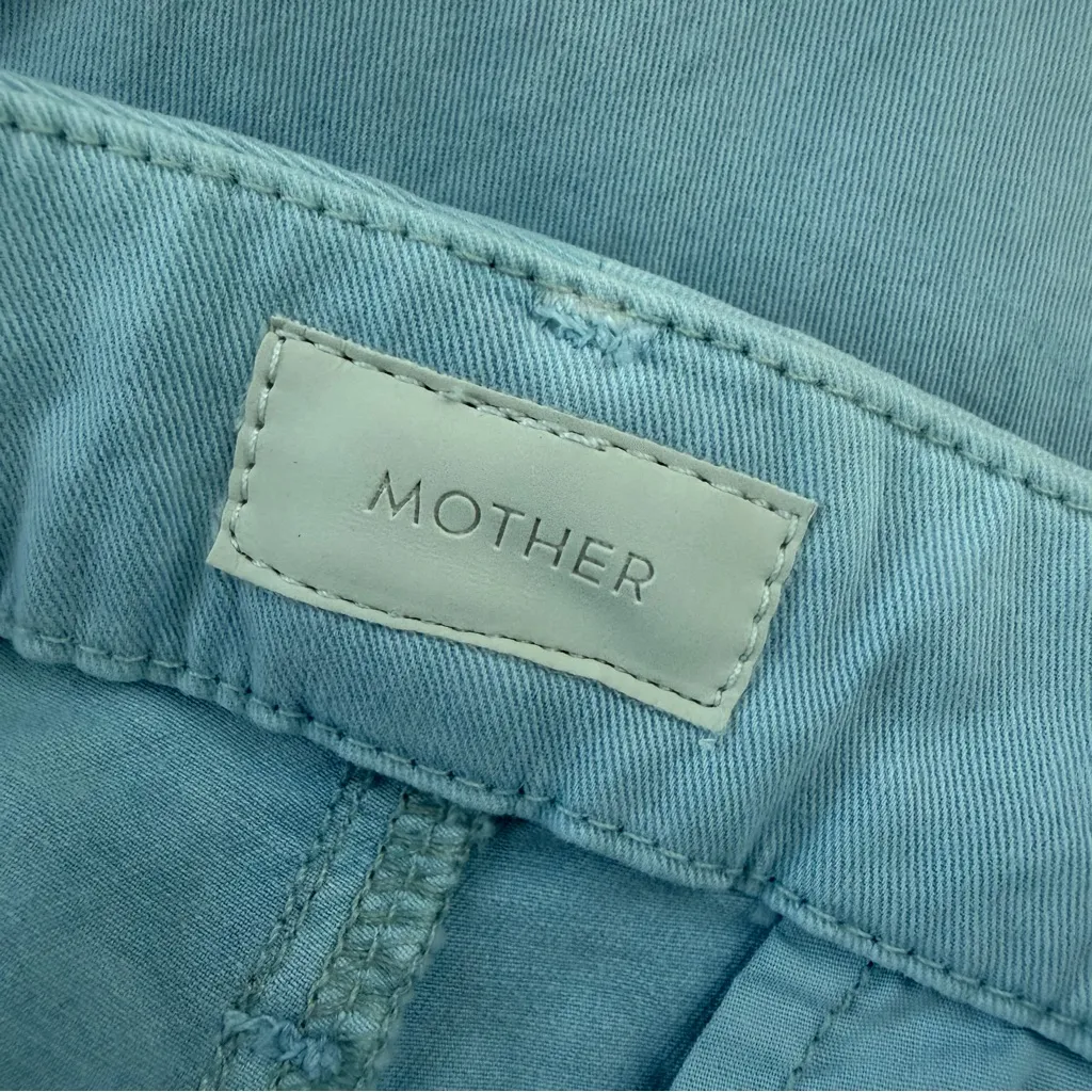 MOTHER The Shaker Prep Fray Tapered Leg chino Killing Time Blue/Red Size 30 Blue - Image 10
