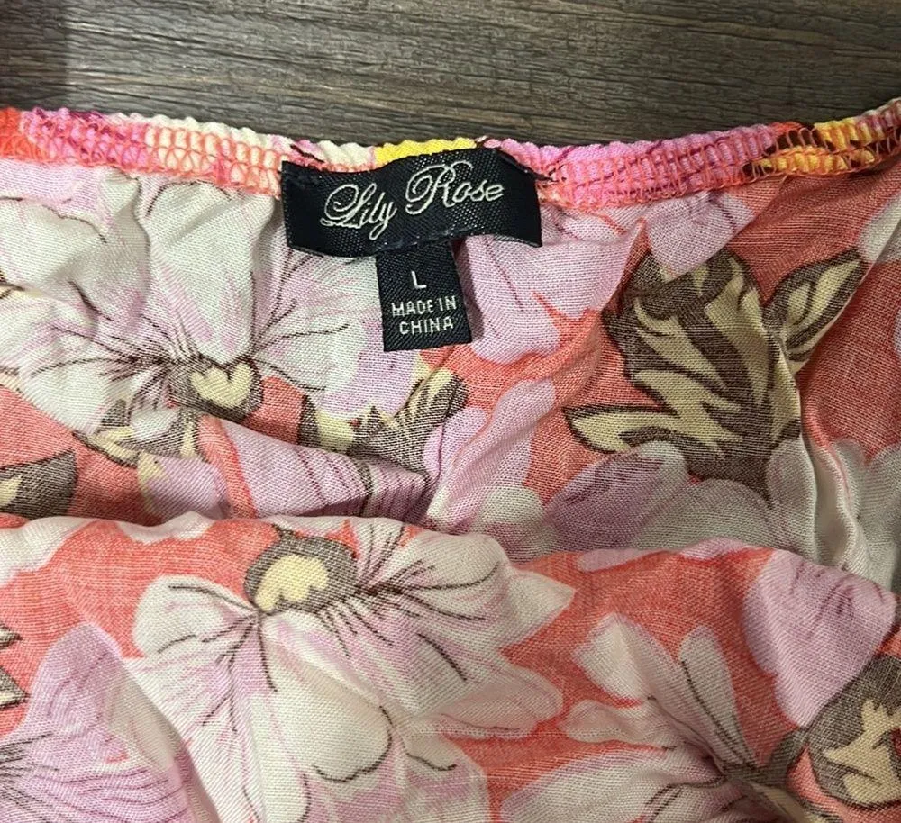 Lily Rose Floral Ruffle Boho Crop Top Junior’s Large - Image 4