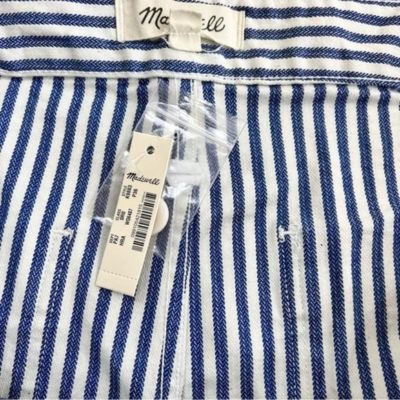 NWT Madewell Emmett‎ Wide-Leg Crop Pants in Herringbone Railroad Stripe Size 36P - Image 7