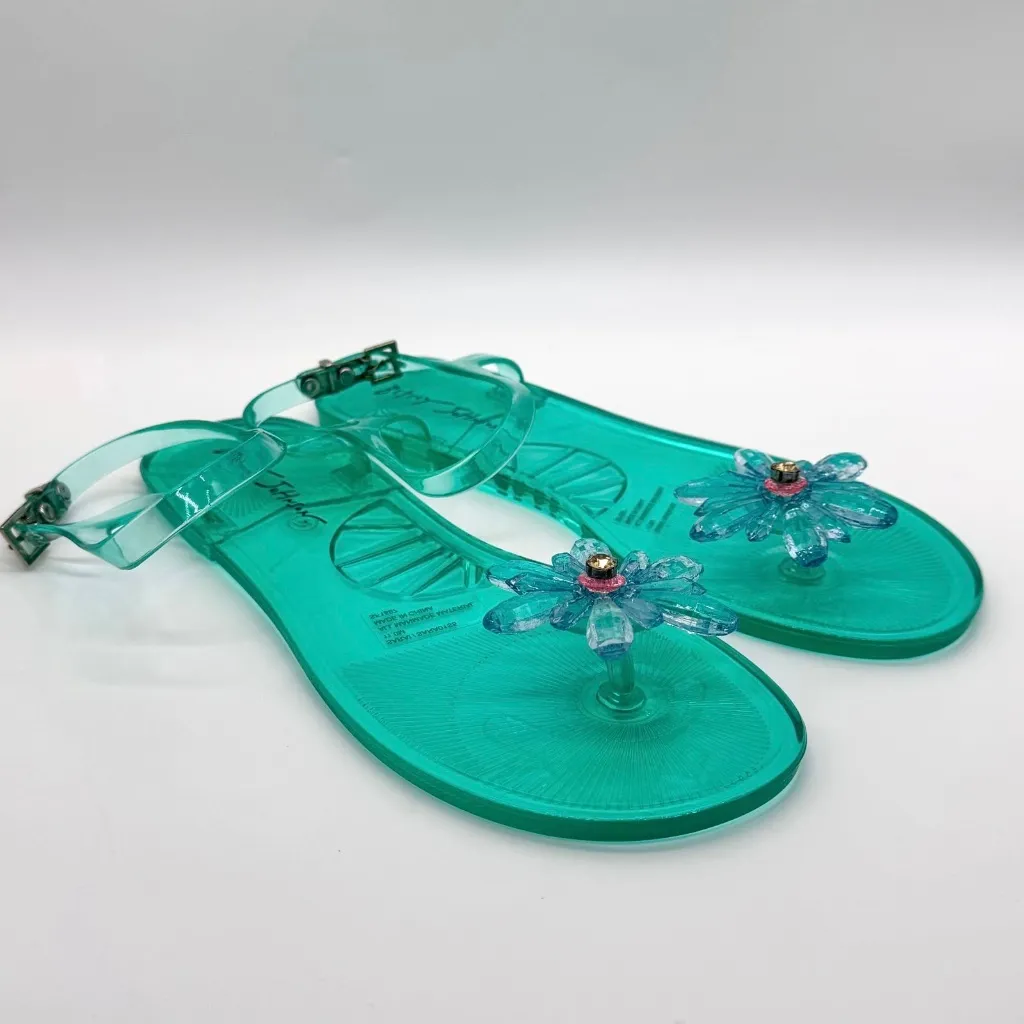 Betsey Johnson Sarai Teal Jelly Flower Sandals Size 11 – New Without Box - Image 6