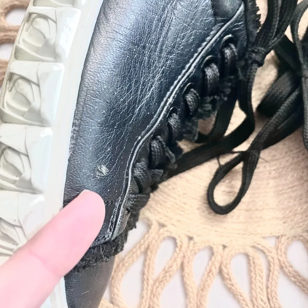 Stuart Weitzman Fringie Cover Story Sneakers Black Leather Size 6 - Image 5