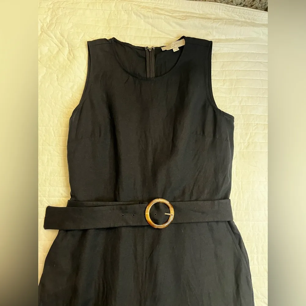 LOFT Linen Blend Belted Sleeveless Jumpsuit NWOT - Image 4