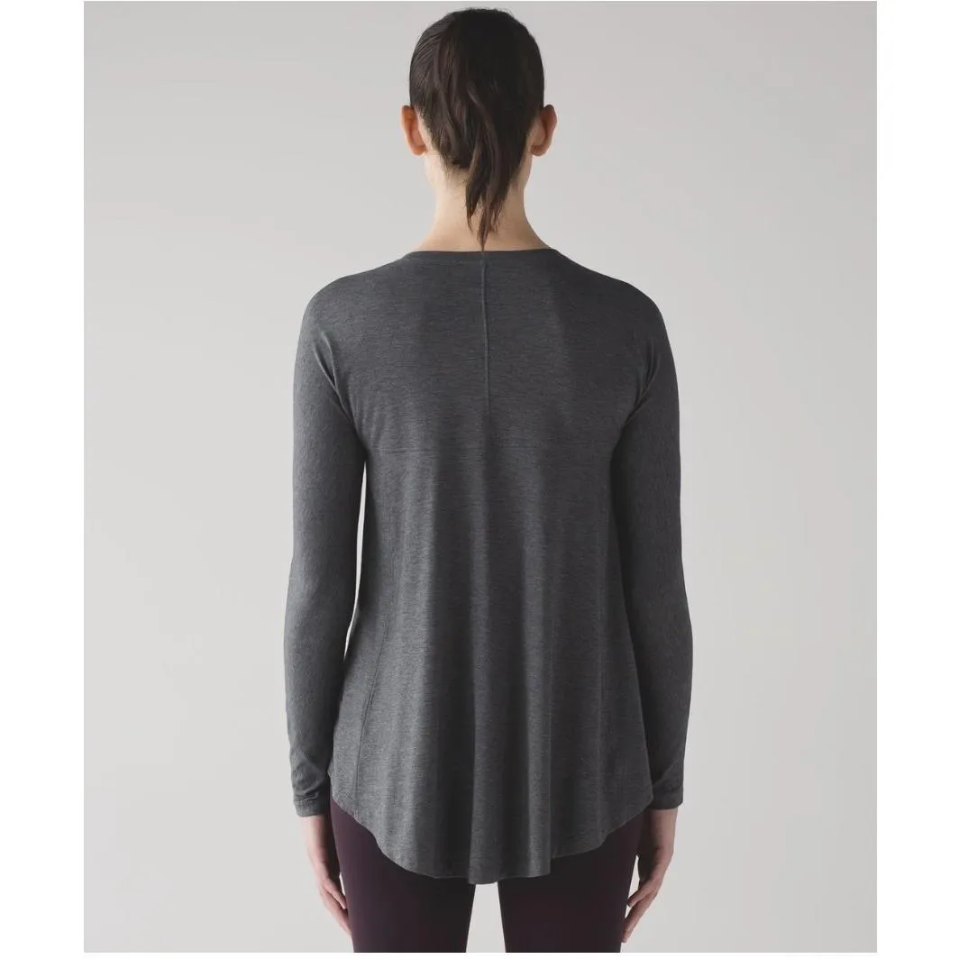 Lululemon Acadia Long Sleeve W3AMKS Heathered Pitch Grey Gray Pima Cotton Size M - Image 2