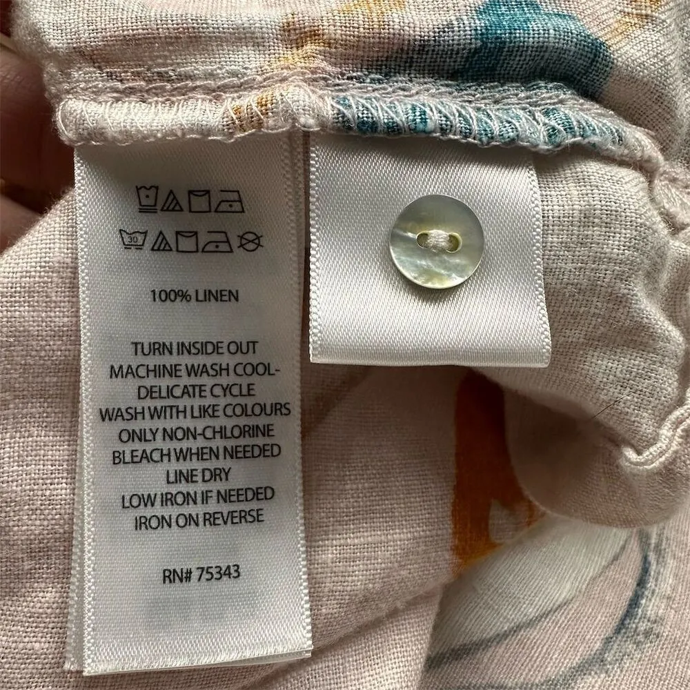 Rachel Zoe Women's M Pink Floral Button-Up Shirt Dress Spring Summer Linen - Image 7