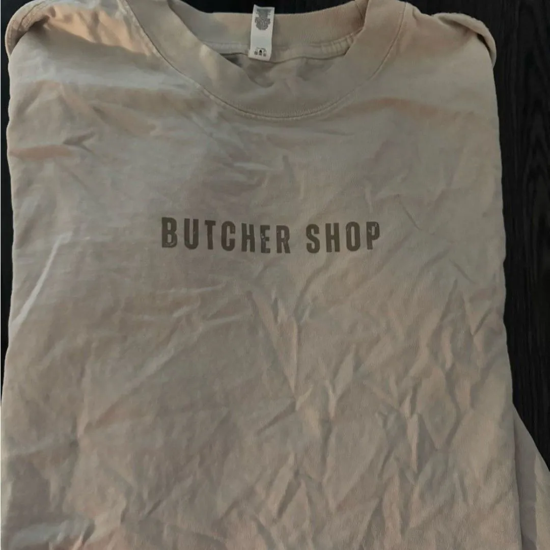 Light taupe Butcher Shop Fitness Long Sleeve Shirt Tan Size M - Image 2