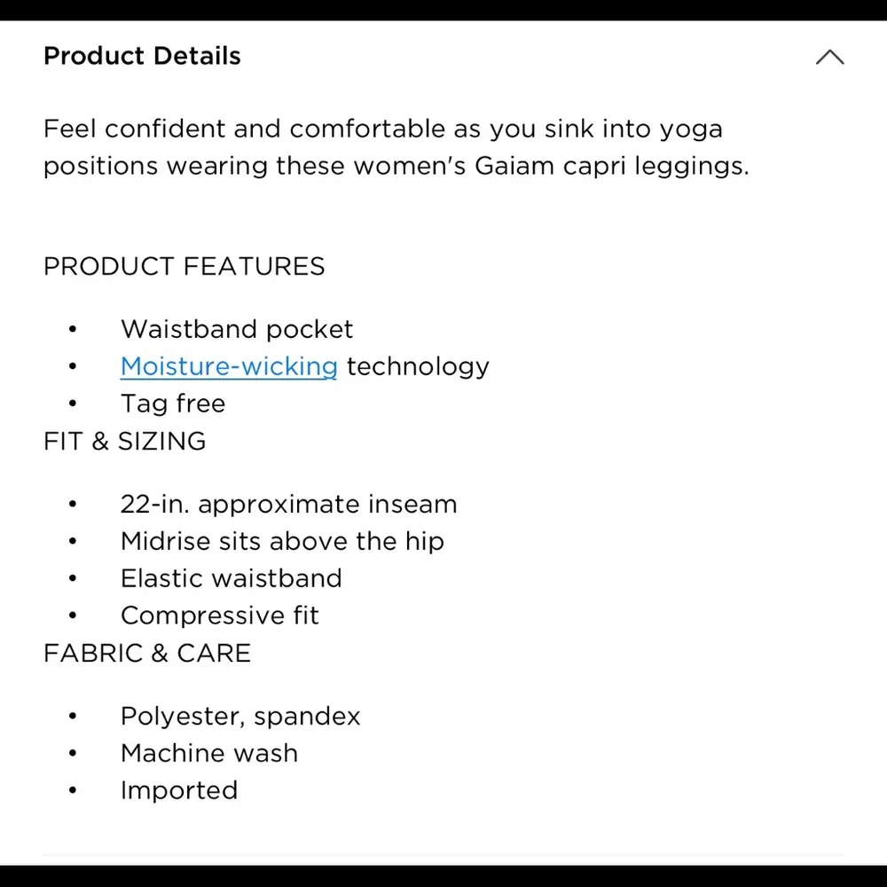 New GAIAM Midrise Athletic Yoga Capri Athletic Workout Leggings - Image 9