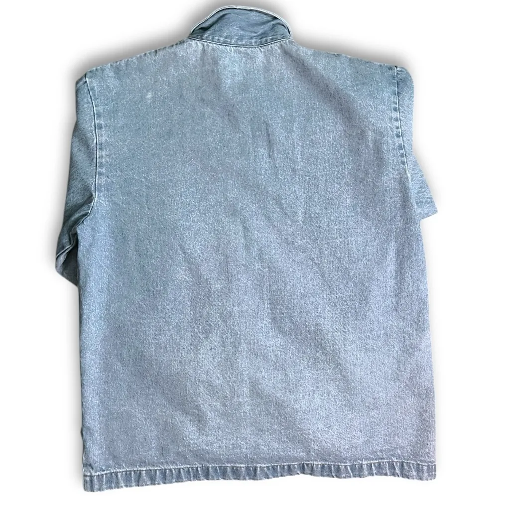 VINTAGE Cabin Creek Classic Chore Button Down Square Pocket Denim Jacket Large P Blue - Image 2