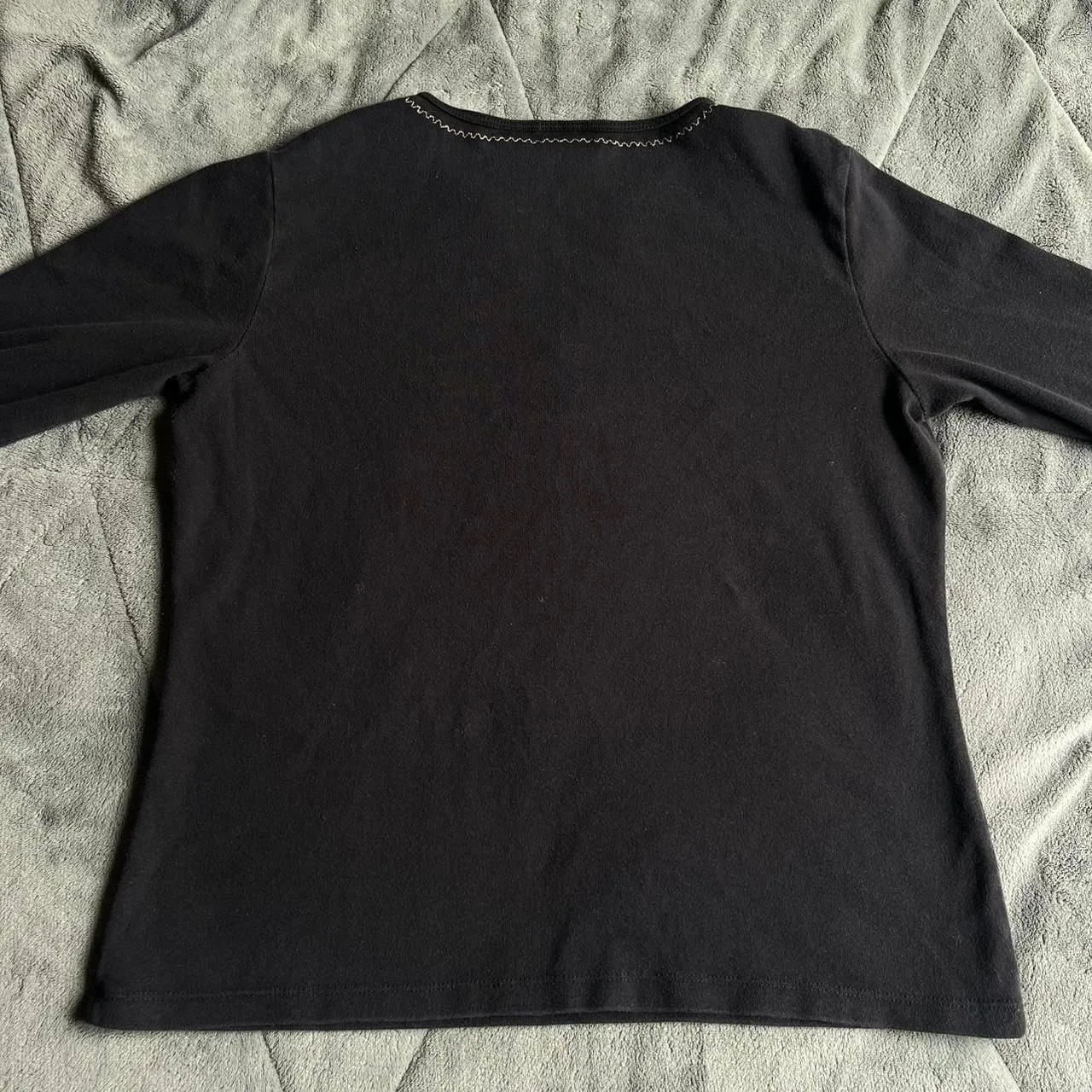 Vintage 90s/Y2K Sonoma Jean Company Embroidered Black Top 3/4 Sleeve size medium - Image 3